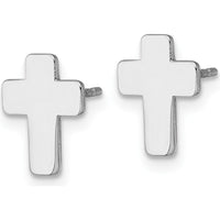 14K White Gold Polished Cross Post Earrings - Sleek, Minimalist Design by 0
