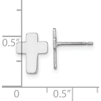 14K White Gold Polished Cross Post Earrings - Sleek, Minimalist Design by 0