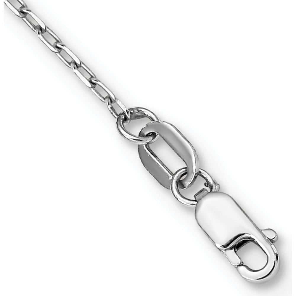14K White Gold Polished Crucifix and Miraculous Medal Rosary Necklace with 3mm Mirror Beads - 24" Length by 0