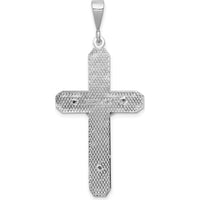 14K White Gold Polished Crucifix Pendant with Textured Back - 48mm Length by Oro Pregiato