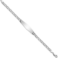 14K White Gold Polished Cuban Link ID Bracelet with Soft Diamond Shape 34x10mm Plate - 8" Length by Oro Pregiato