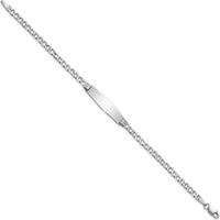 14K White Gold Polished Cuban Link ID Bracelet with Solid Plate - Engravable 25.5x7.5mm by Oro Pregiato