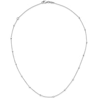 14K White Gold Polished Cube Stations Necklace with Diamond-Cut Texture - 16" Plus 2" Extender by 0