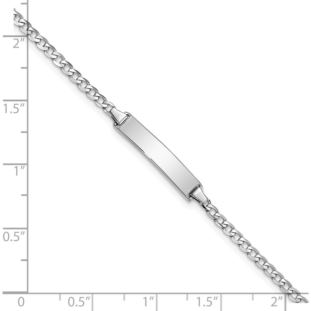 14K White Gold Polished Curb Chain ID Bracelet with Solid Plate - 7" Length by Oro Pregiato