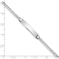 14K White Gold Polished Curb Link 8" ID Bracelet with Engravable Solid Plate by Oro Pregiato