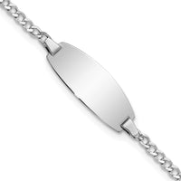 14K White Gold Polished Curb Link Baby ID Bracelet with Oval Plate - Engravable - 5.5" Length by Oro Pregiato