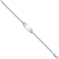 14K White Gold Polished Curb Link Baby ID Bracelet with Oval Plate - Engravable - 5.5" Length by Oro Pregiato