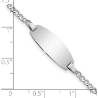 14K White Gold Polished Curb Link Baby ID Bracelet with Oval Plate - Engravable - 5.5" Length by Oro Pregiato
