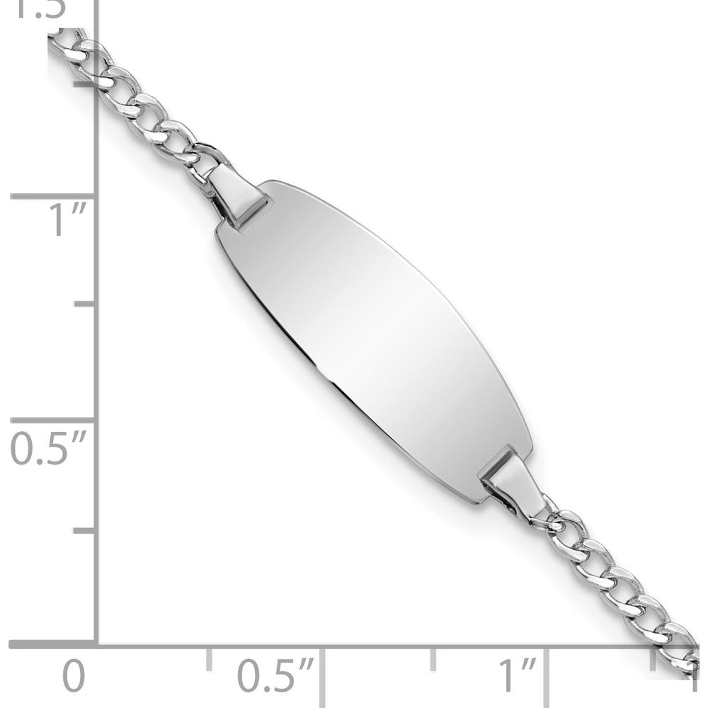 14K White Gold Polished Curb Link Baby ID Bracelet with Oval Plate - Engravable - 5.5" Length by Oro Pregiato
