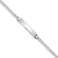 14K White Gold Polished Curb Link ID Bracelet 7" with Solid Plate 25.5x4.5mm by Oro Pregiato