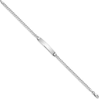 14K White Gold Polished Curb Link ID Bracelet 7" with Solid Plate 25.5x4.5mm by Oro Pregiato
