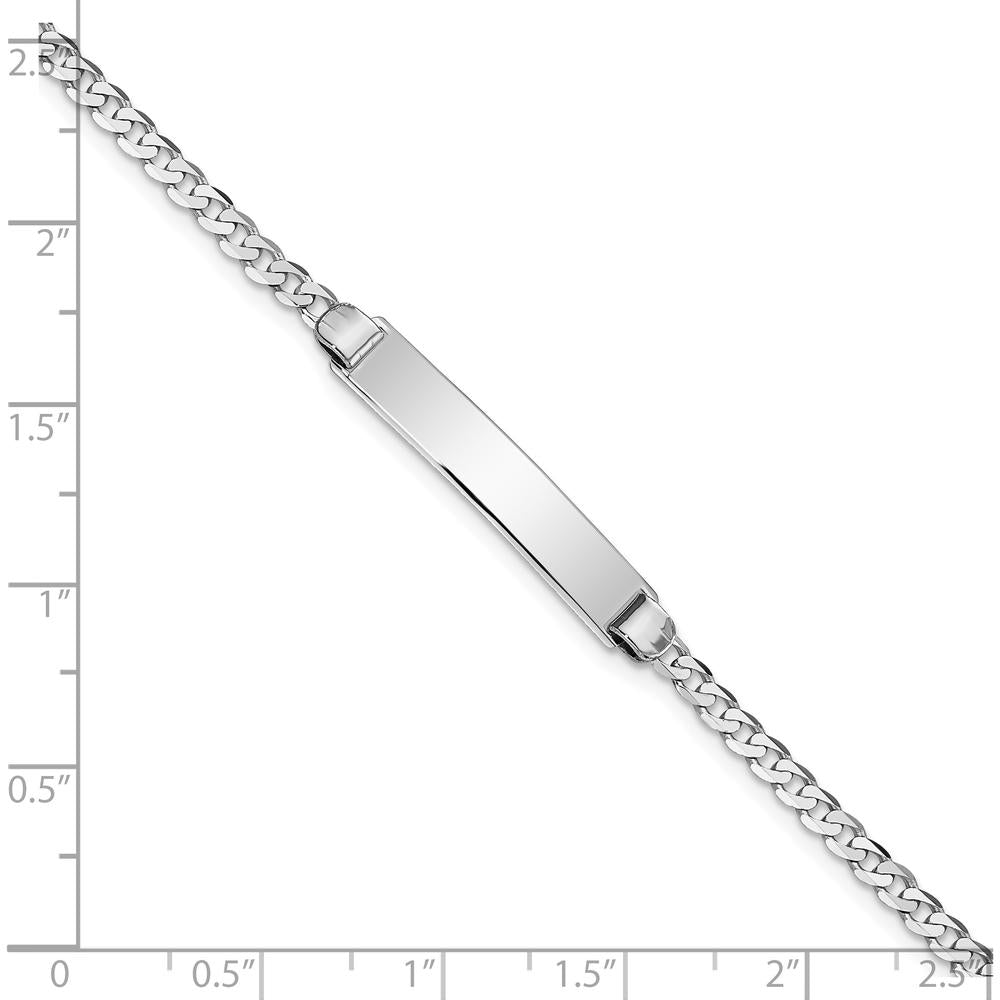 14K White Gold Polished Curb Link ID Bracelet 7" with Solid Plate 25.5x4.5mm by Oro Pregiato