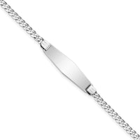 14K White Gold Polished Curb Link ID Bracelet with Engravable Plate - 8" Length by Oro Pregiato