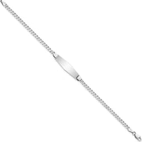 14K White Gold Polished Curb Link ID Bracelet with Engravable Plate - 8" Length by Oro Pregiato