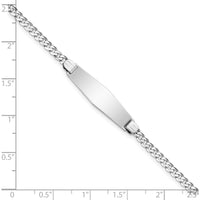 14K White Gold Polished Curb Link ID Bracelet with Engravable Plate - 8" Length by Oro Pregiato