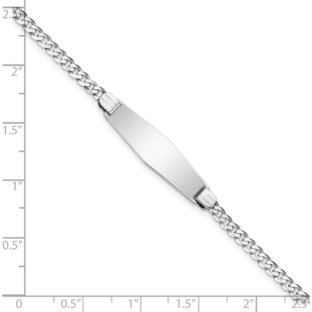 14K White Gold Polished Curb Link ID Bracelet with Engravable Plate - 8" Length by Oro Pregiato