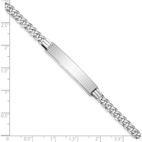14K White Gold Polished Curb Link ID Bracelet with Lobster Clasp - 8" Length by Oro Pregiato