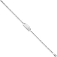 14K White Gold Polished Curb Link ID Bracelet with Oval Plate 7" by Oro Pregiato