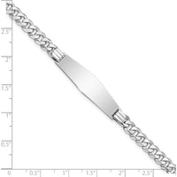 14K White Gold Polished Curb Link ID Bracelet with Soft Diamond Shape Solid Plate - 7" by Oro Pregiato