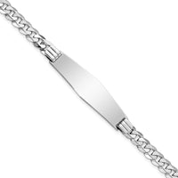 14K White Gold Polished Curb Link ID Bracelet with Solid Diamond Shape Plate - 8 Inches by Oro Pregiato