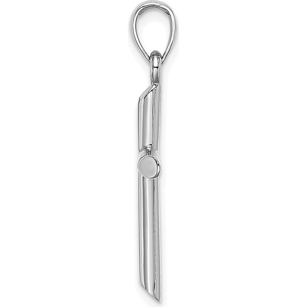 14K White Gold Polished Cylinder Cross Charm with Rhodium Plating - Timeless Faith Pendant by Oro Pregiato
