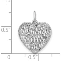 14K White Gold Polished Daddy's Little Girl Heart Charm Pendant by Oro Pregiato