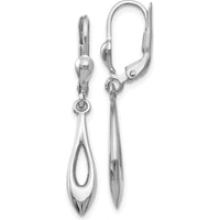 14K White Gold Polished Dangle Earrings with Leverback Closure - Elegant and Timeless Design by 0