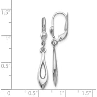 14K White Gold Polished Dangle Earrings with Leverback Closure - Elegant and Timeless Design by 0