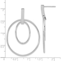 14K White Gold Polished Dangle Earrings with Rhodium Plating - 50mm Length by 0