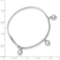 14K White Gold Polished Dangle Heart Baby Bracelet with Cable Chain and Lobster Clasp by Oro Pregiato