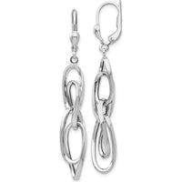 14K White Gold Polished Dangle Leverback Earrings - 51mm Length by 0