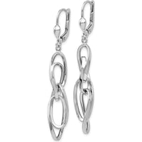 14K White Gold Polished Dangle Leverback Earrings - 51mm Length by 0