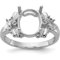 14K White Gold Polished Diamond & 10x8mm Oval Gemstone Ring Mounting - 0.11 Carat Diamond Accents by Monteluci Fine Jewelry
