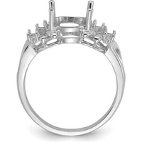 14K White Gold Polished Diamond & 10x8mm Oval Gemstone Ring Mounting - 0.11 Carat Diamond Accents by Monteluci Fine Jewelry