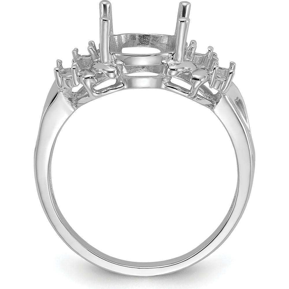 14K White Gold Polished Diamond & 10x8mm Oval Gemstone Ring Mounting - 0.11 Carat Diamond Accents by Monteluci Fine Jewelry
