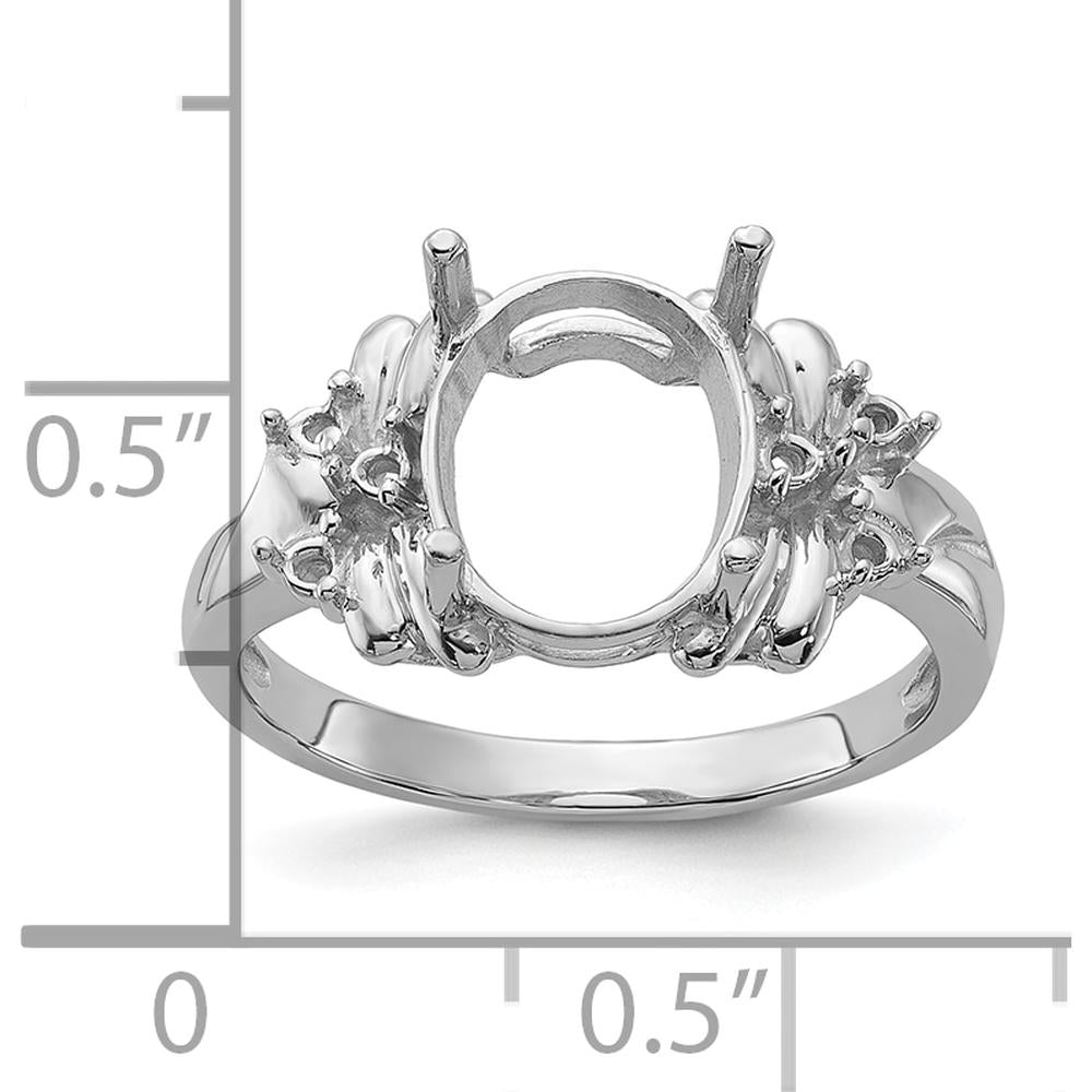 14K White Gold Polished Diamond & 10x8mm Oval Gemstone Ring Mounting - 0.11 Carat Diamond Accents by Monteluci Fine Jewelry