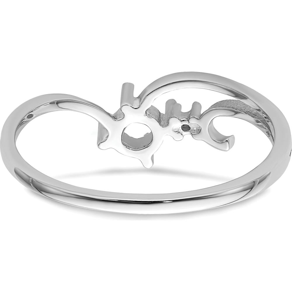 14K White Gold Polished Diamond & 4mm Round Gemstone Ring Mounting - Rhodium Plated Finish by Monteluci Fine Jewelry
