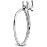 14K White Gold Polished Diamond & 4mm Round Gemstone Ring Mounting - Rhodium Plated Finish by Monteluci Fine Jewelry