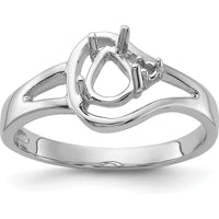 14K White Gold Polished Diamond & 6x4 Pear Gemstone Ring Mounting for Custom Engagement Ring by Oro Pregiato
