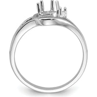 14K White Gold Polished Diamond & 6x4 Pear Gemstone Ring Mounting for Custom Engagement Ring by Oro Pregiato