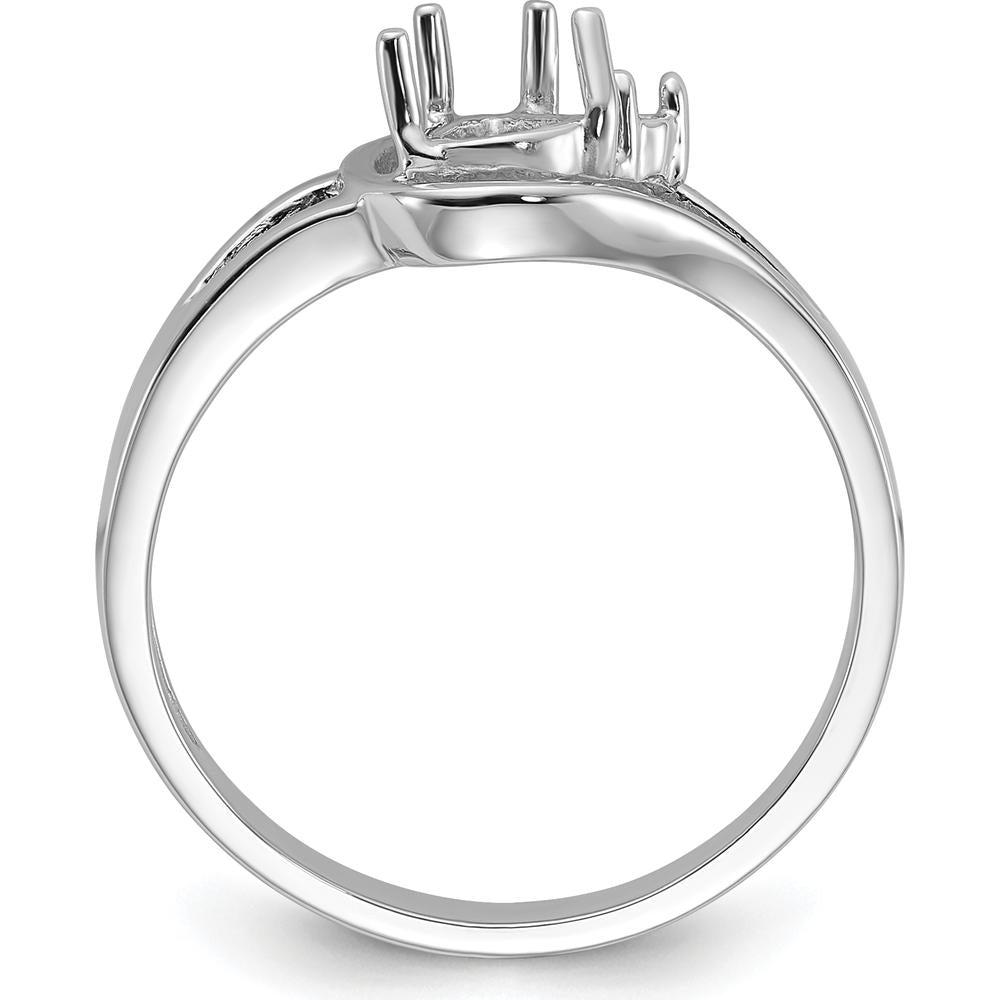 14K White Gold Polished Diamond & 6x4 Pear Gemstone Ring Mounting for Custom Engagement Ring by Oro Pregiato