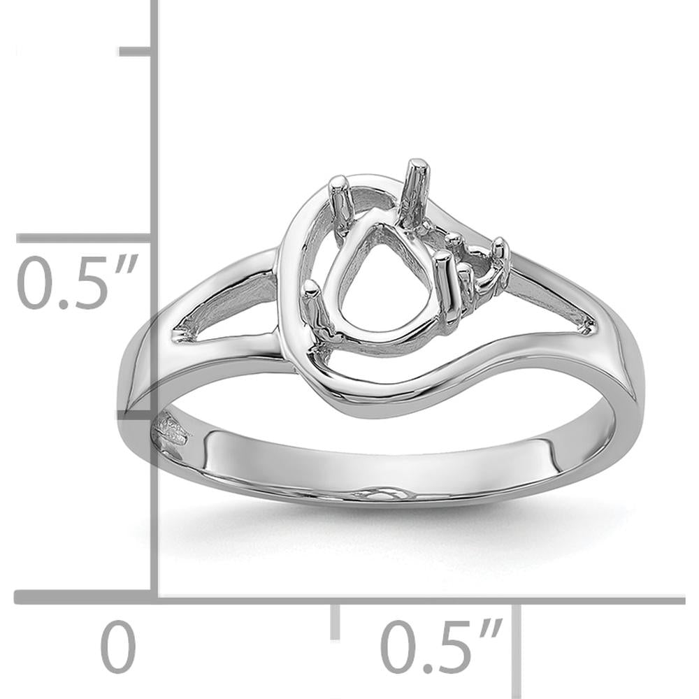 14K White Gold Polished Diamond & 6x4 Pear Gemstone Ring Mounting for Custom Engagement Ring by Oro Pregiato