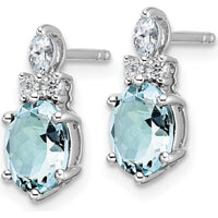 14K White Gold Polished Diamond and Aquamarine Twisted Drop Earrings - 0.12 Carat Aquamarine, 0.068 Carat Diamond Total Carat Weight by Oro Pregiato