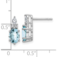 14K White Gold Polished Diamond and Aquamarine Twisted Drop Earrings - 0.12 Carat Aquamarine, 0.068 Carat Diamond Total Carat Weight by Oro Pregiato