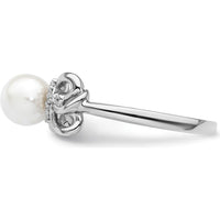 14K White Gold Polished Diamond and Freshwater Pearl Fashion Ring with Diamond Accent - 0.05 Carat Total Diamond Weight by 0