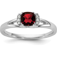 14K White Gold Polished Diamond and Garnet Fashion Ring with Halo Setting - 0.42 Carat Total Diamond Weight by 0