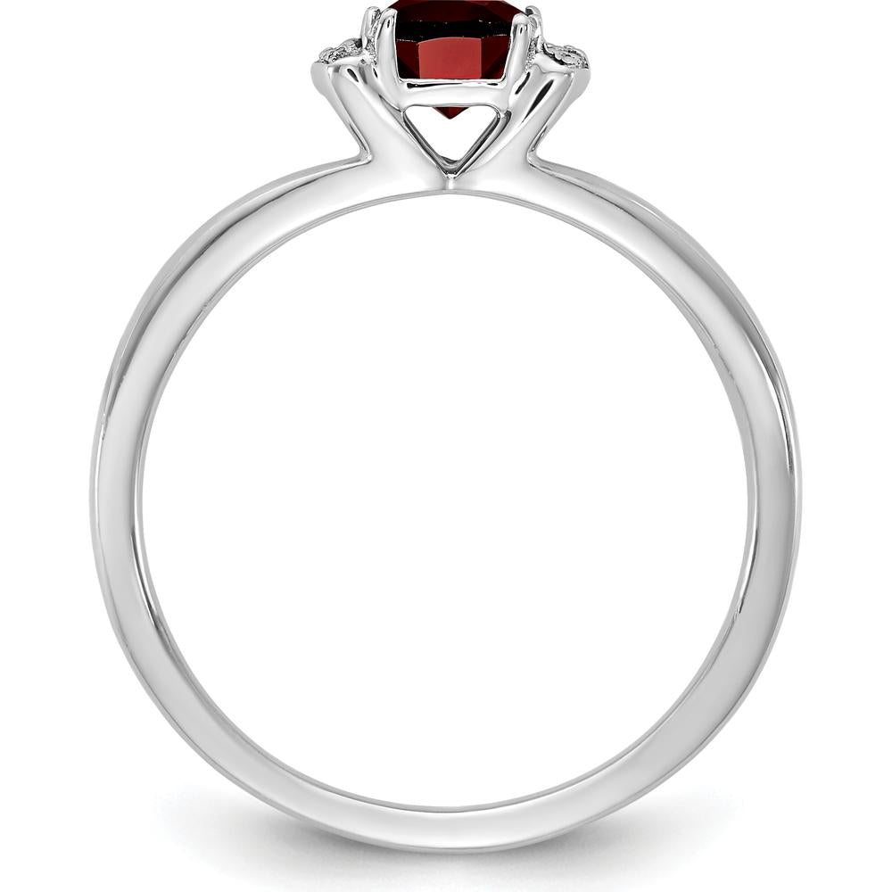 14K White Gold Polished Diamond and Garnet Fashion Ring with Halo Setting - 0.42 Carat Total Diamond Weight by 0