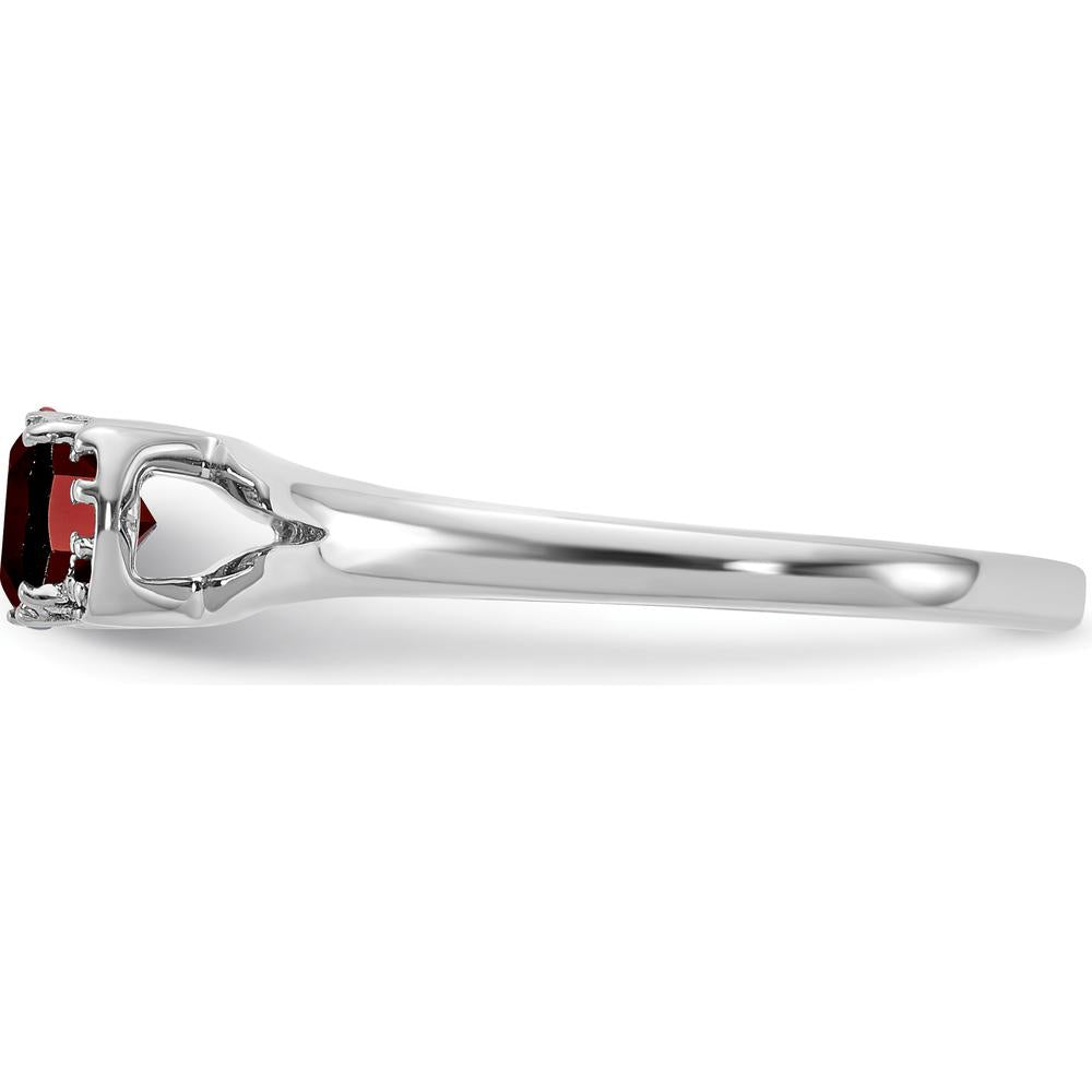 14K White Gold Polished Diamond and Garnet Fashion Ring with Halo Setting - 0.42 Carat Total Diamond Weight by 0