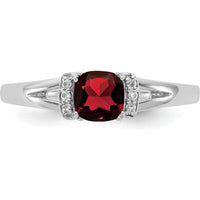 14K White Gold Polished Diamond and Garnet Fashion Ring with Halo Setting - 0.42 Carat Total Diamond Weight by 0