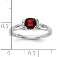 14K White Gold Polished Diamond and Garnet Fashion Ring with Halo Setting - 0.42 Carat Total Diamond Weight by 0